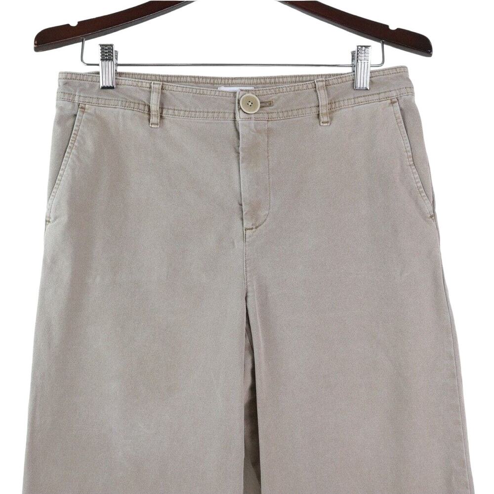 J Jill Size 8 Petite Cotton Canvas Crop Pants Wide Leg Brown Sugar - Picture 3 of 10